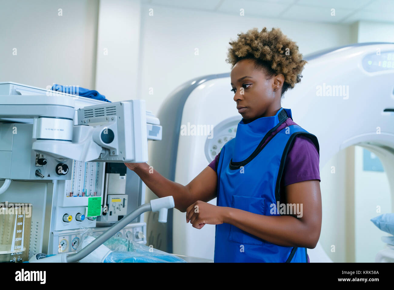 Black hospital technician wearing protective vest Stock Photo Alamy