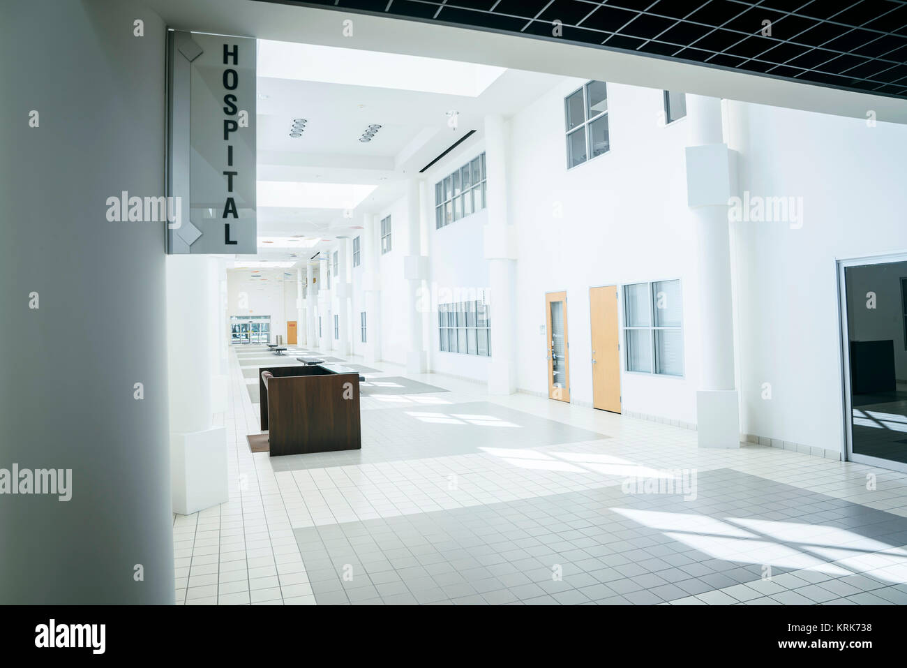 Empty hospital lobby Stock Photo