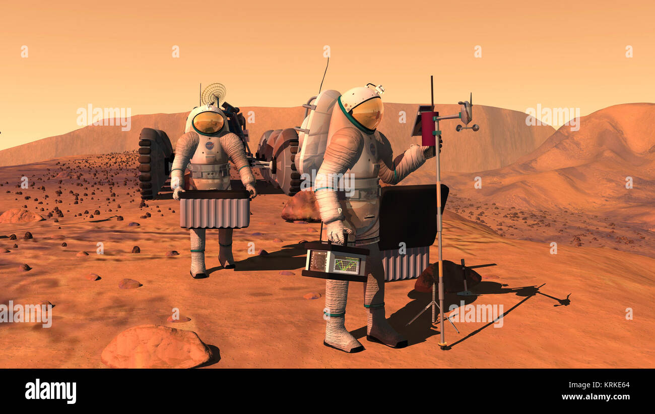 Manned mission to Mars (artist's concept) Stock Photo