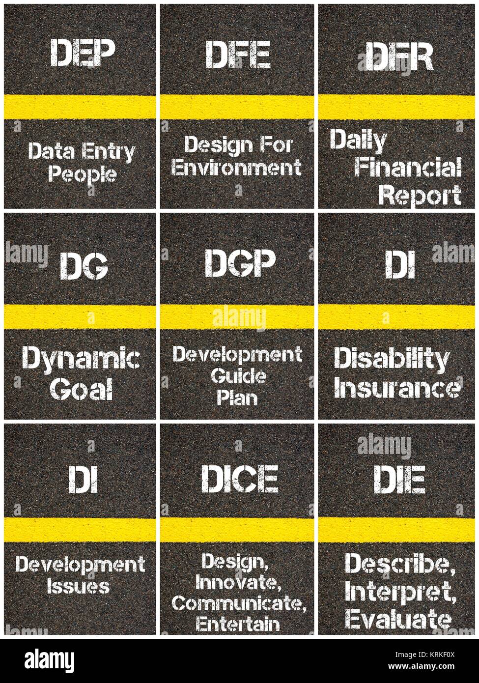 Photo Collage Of Business Acronyms Stock Photo Alamy
