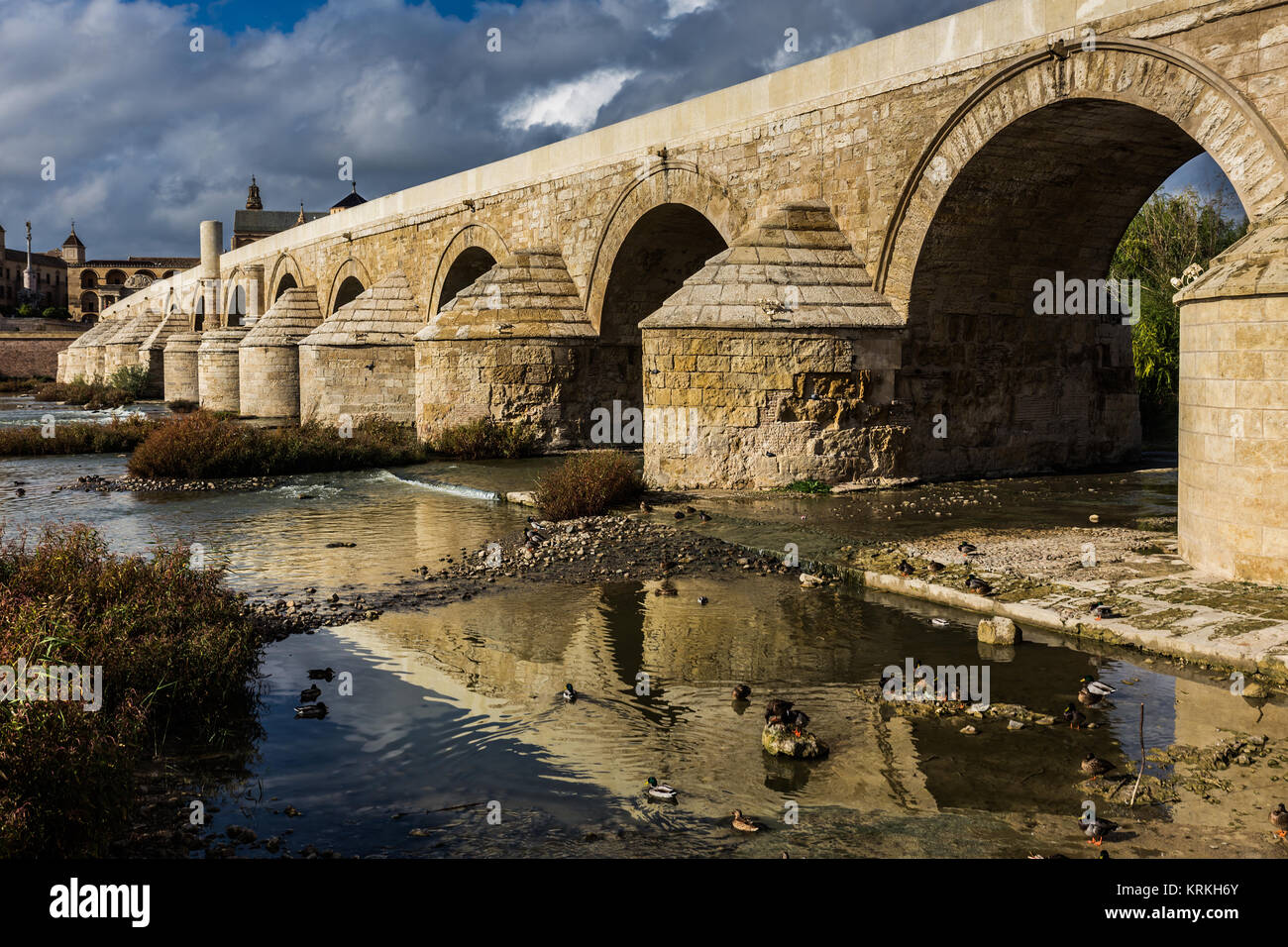 Guadalquivir river with the Roman bridge in Cordoba. Spain. Stock Photo