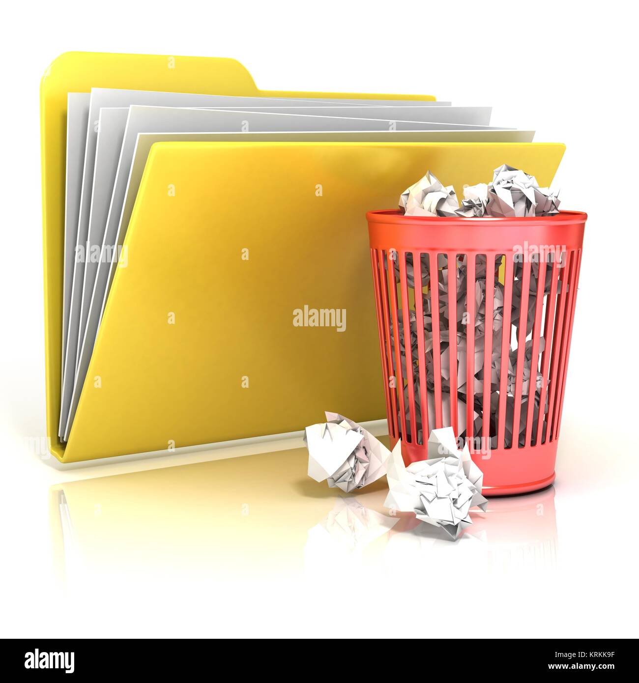 Full red recycle bin folder icon, 3D Stock Photo Alamy