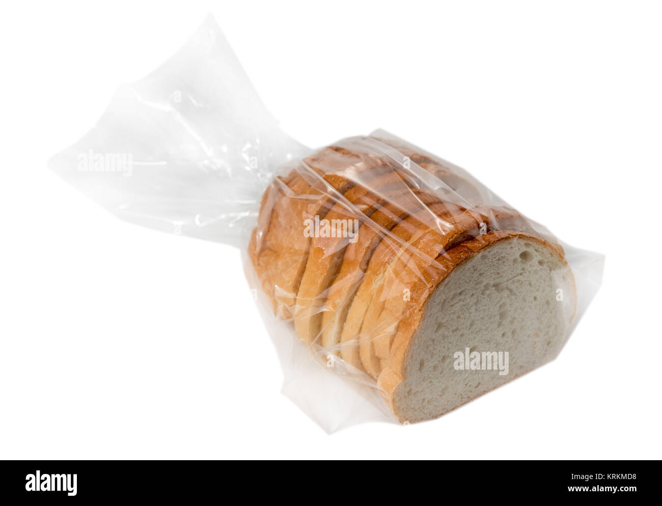 Bread in plastic bag isolated on white Stock Photo Alamy