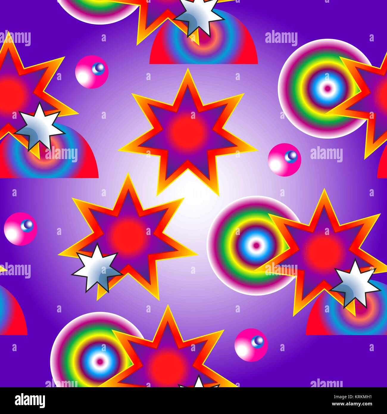 Colorful Stars Texture Abstract seamless texture consisting of colored stars and colored balls ...