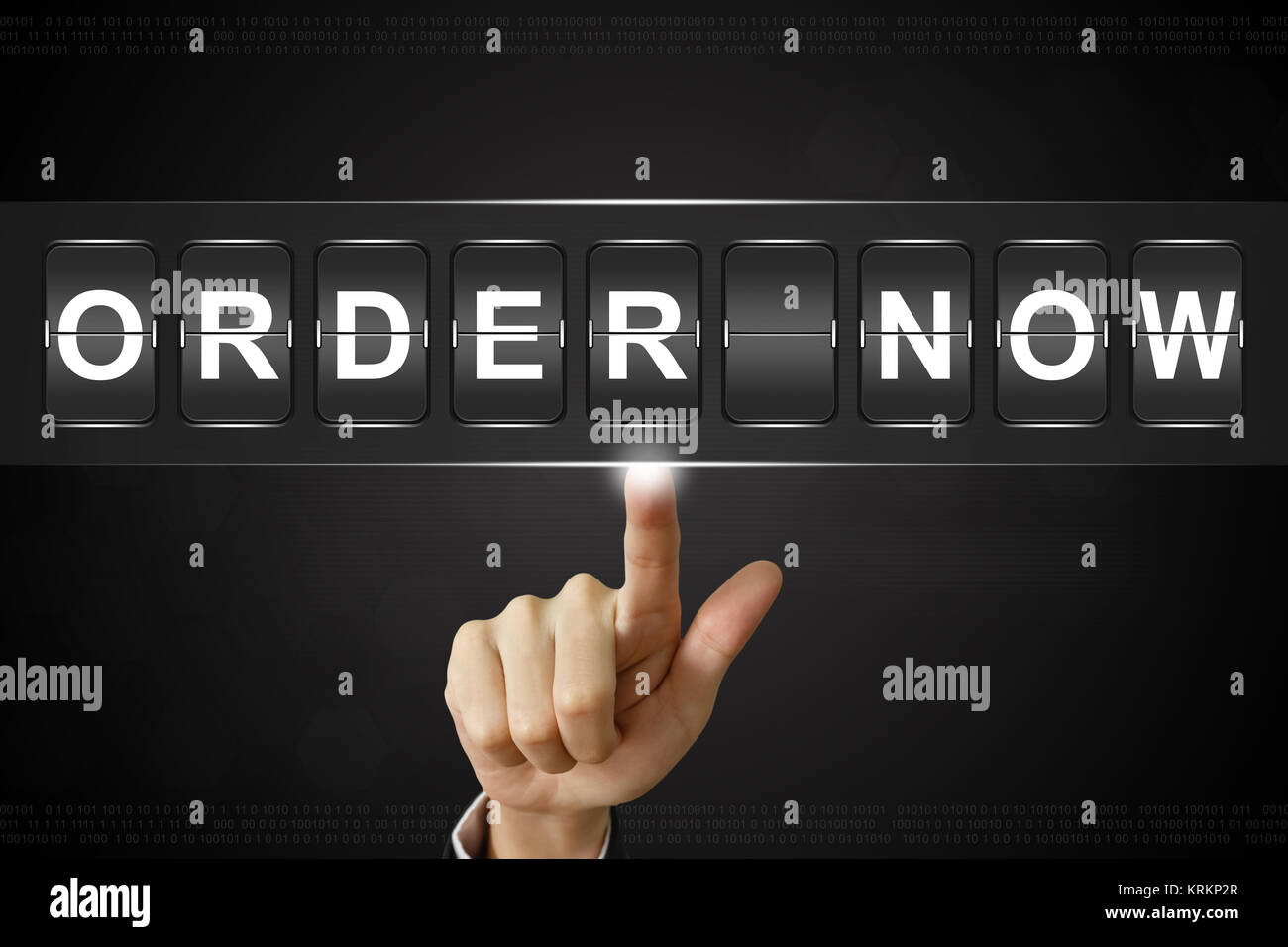 business hand clicking order now on Flipboard Stock Photo
