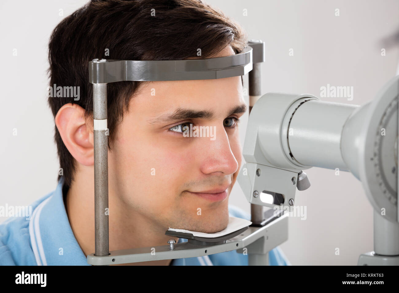 Man Checking Eyesight In Clinic Stock Photo Alamy