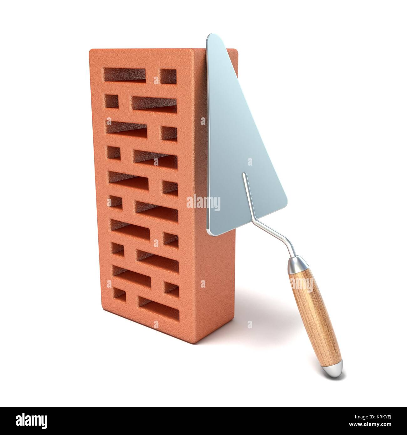 Brick with trowel for construction. 3D Stock Photo Alamy