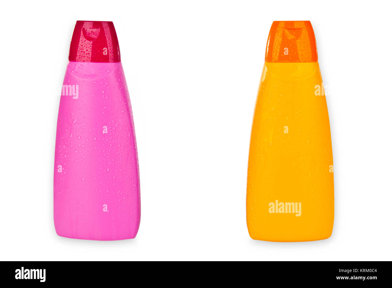 Shampoon Flaschen freigestellt auf weissem Hintergrund Stock Photo
