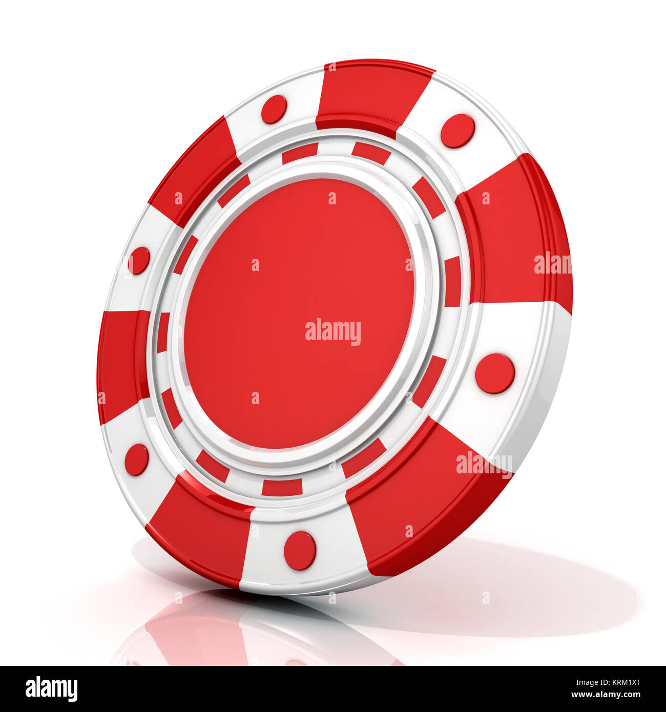 Red gambling chip. 3D Stock Photo