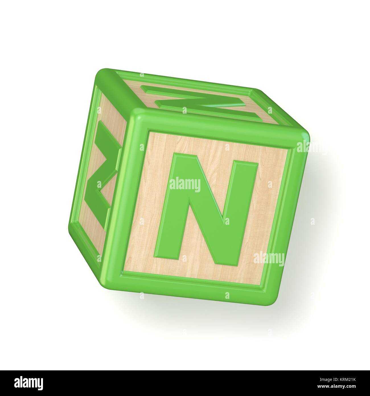 Letter N Wooden Alphabet Blocks Font Rotated. 3D Stock Photo - Alamy