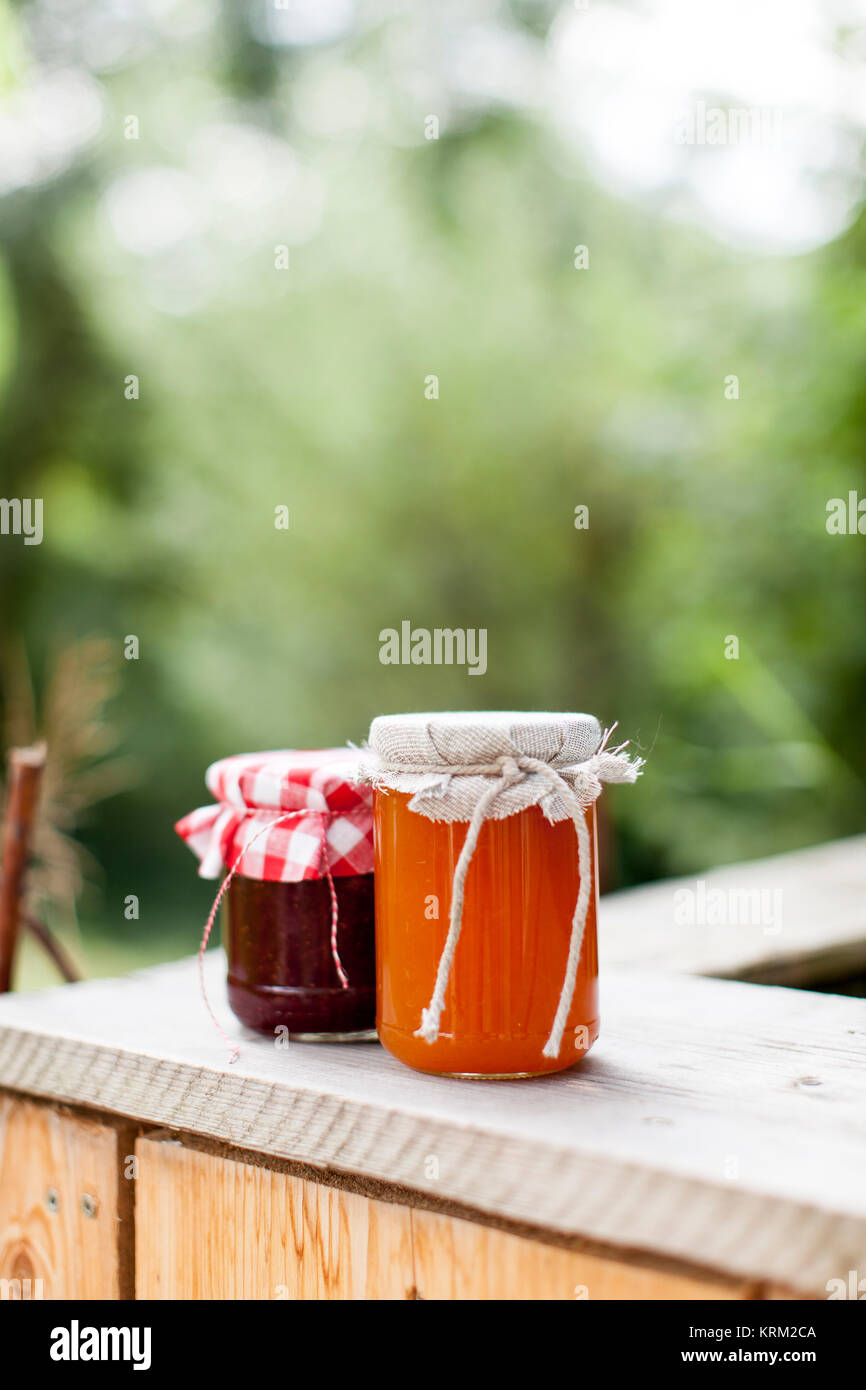 strawberry and apricot jam Stock Photo Alamy