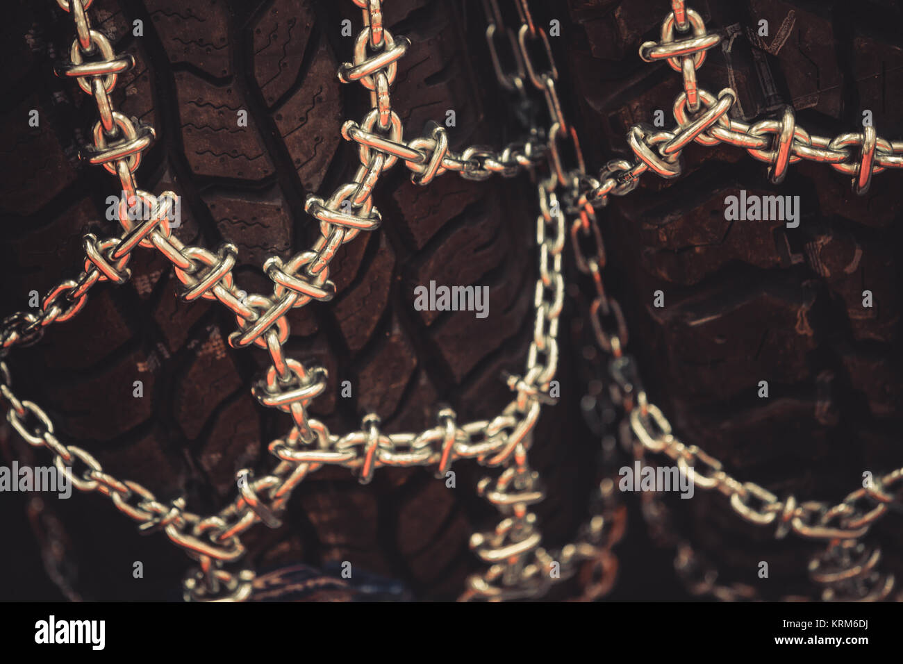 Sow chains on tires Stock Photo Alamy