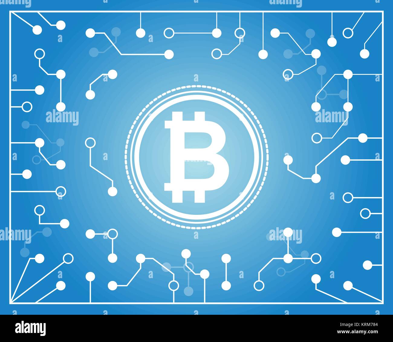 Bitcoin background on blue background Stock Vector