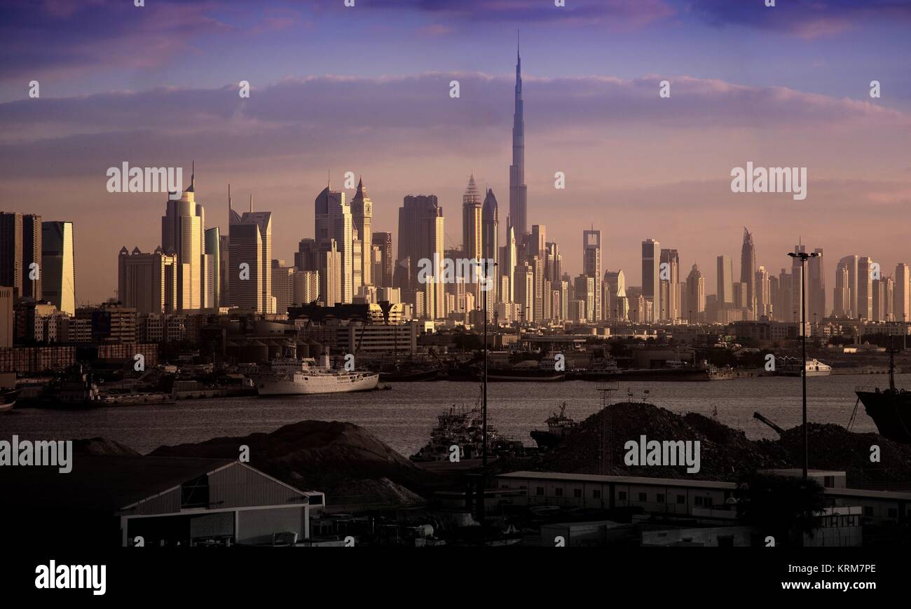 skyline dubai united arab emirates burj khalifa Stock Photo