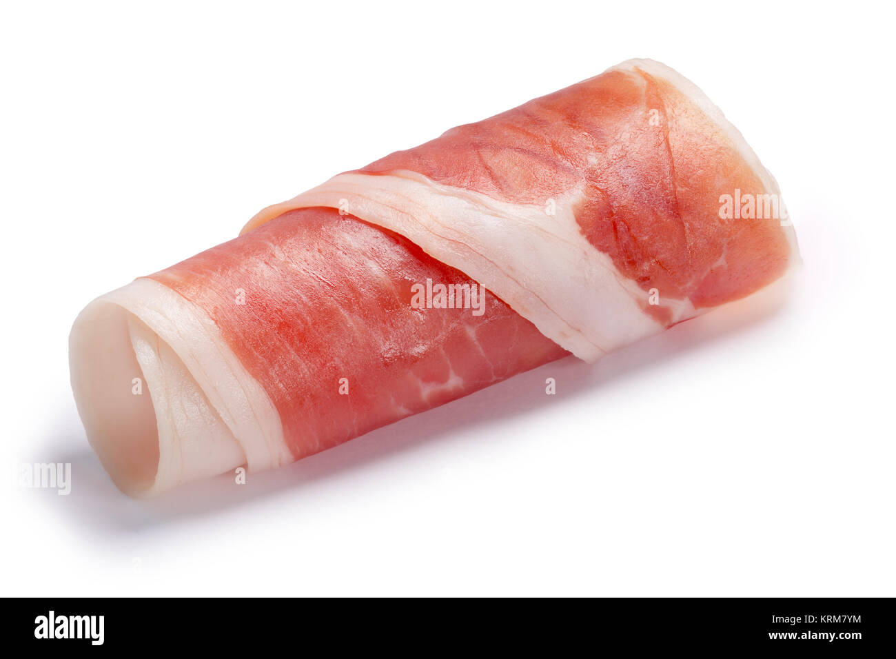 Jamon, Prosciutto, Speck, Dry Cured Meat or Ham slice, rolled up