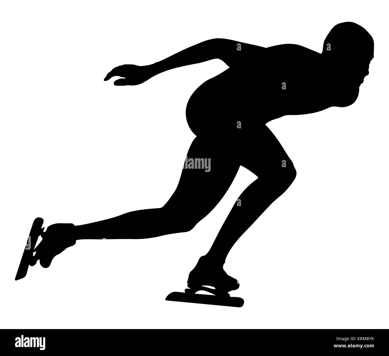 vector illustration athlete speed skater black silhouette Stock Photo