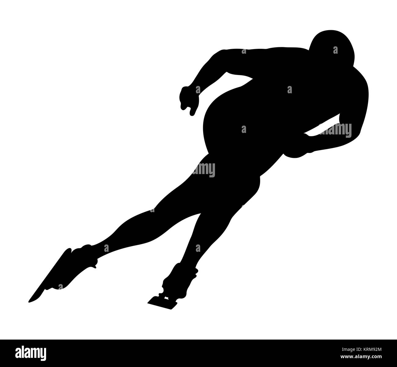 black silhouette athlete speed skater vector illustration Stock Photo