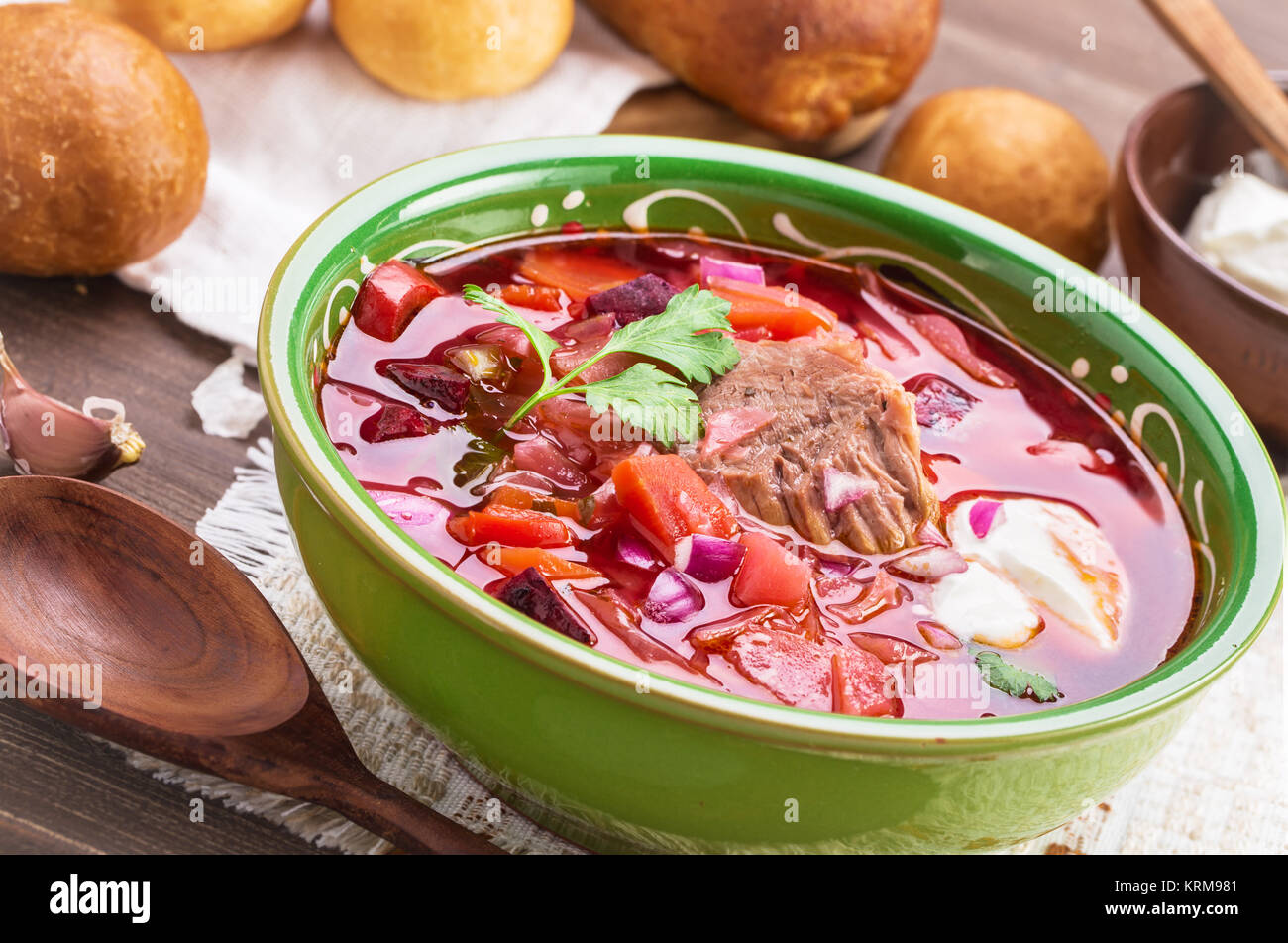 Borscht angled view Stock Photo