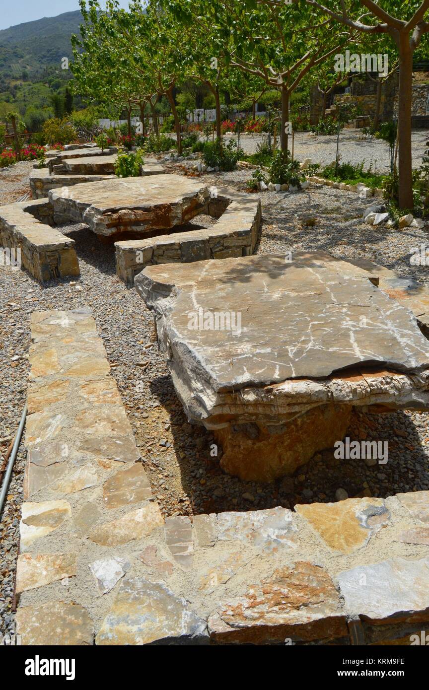 Tables of stone restoration Stock Photo