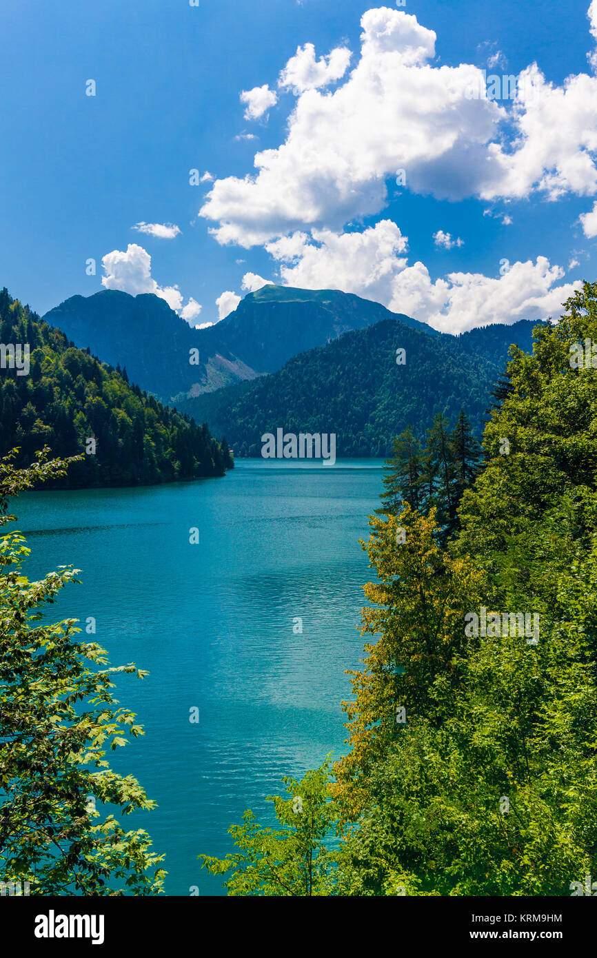 Beautiful landscape with lake, forest and mountains Stock Photo - Alamy