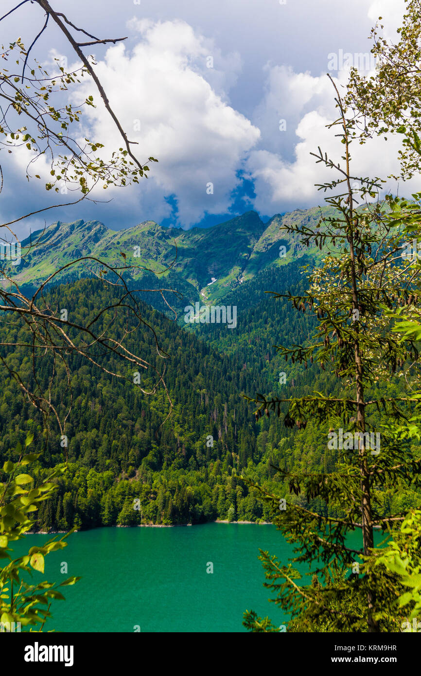 Beautiful landscape with lake, forest and mountains Stock Photo - Alamy