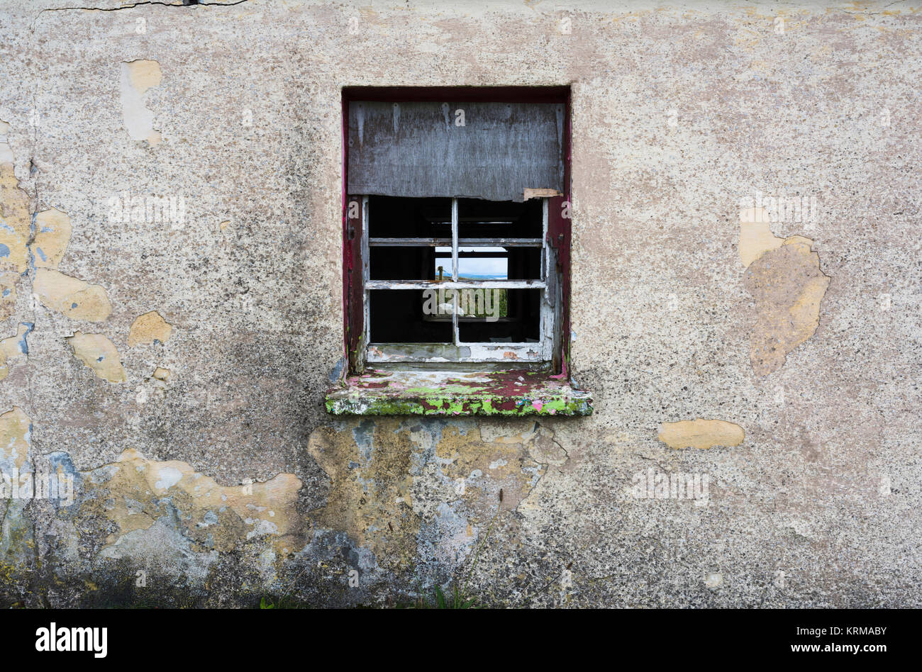 Detail of wall of derelict house at Bloody Foreland, at the north-west tip of County Donegal, Ireland Stock Photo