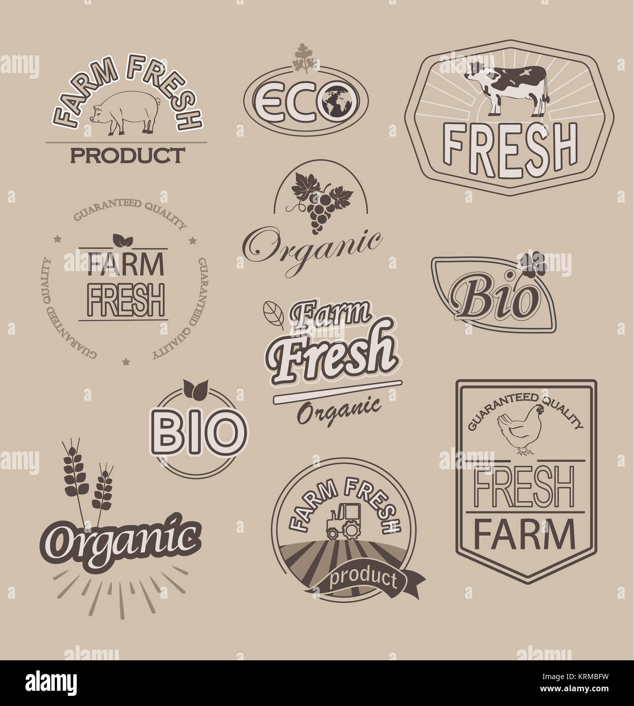 Set for organic and farm fresh food Stock Photo - Alamy