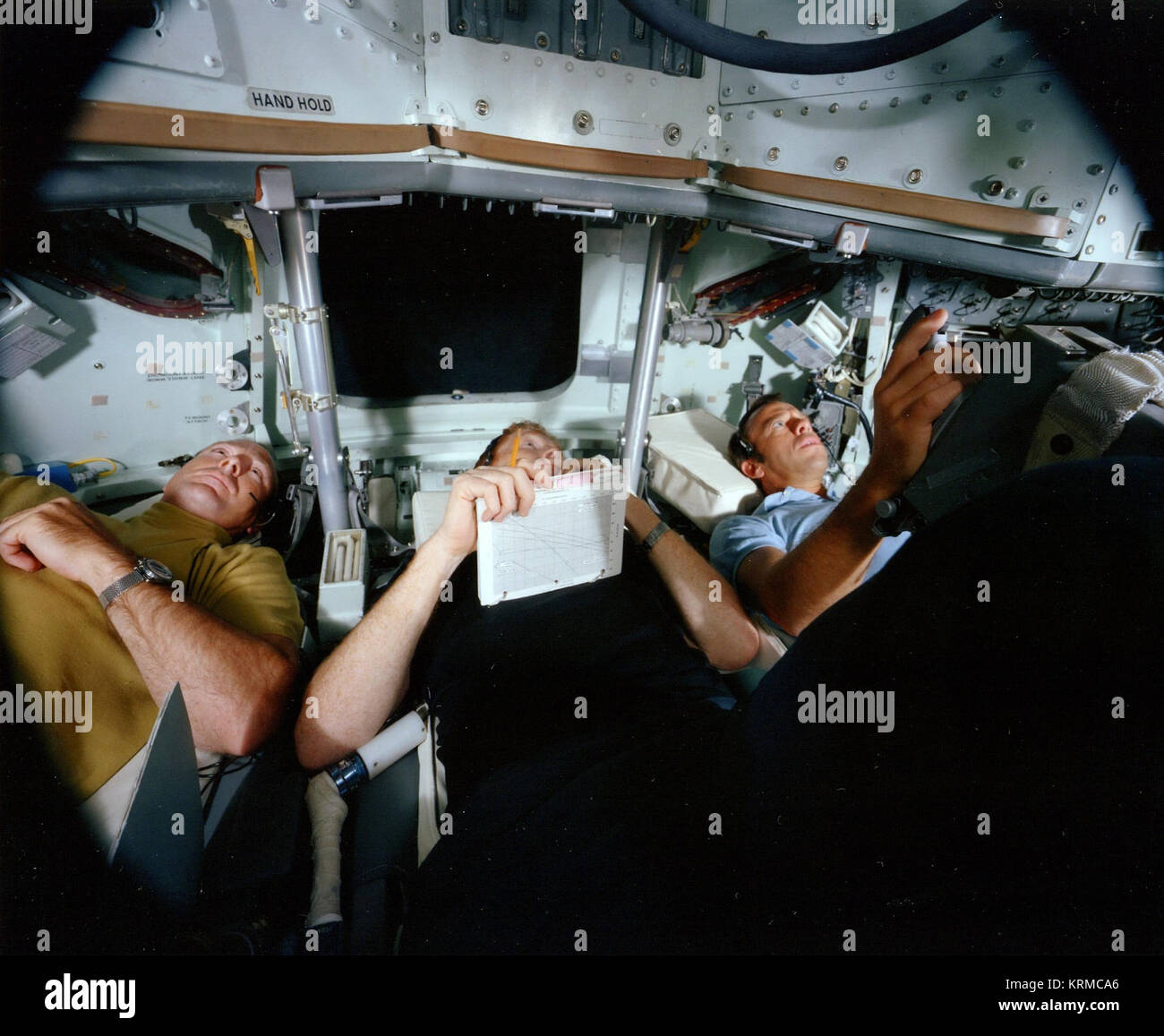 Fisheye view of the interior of the Command Module simulator with ...