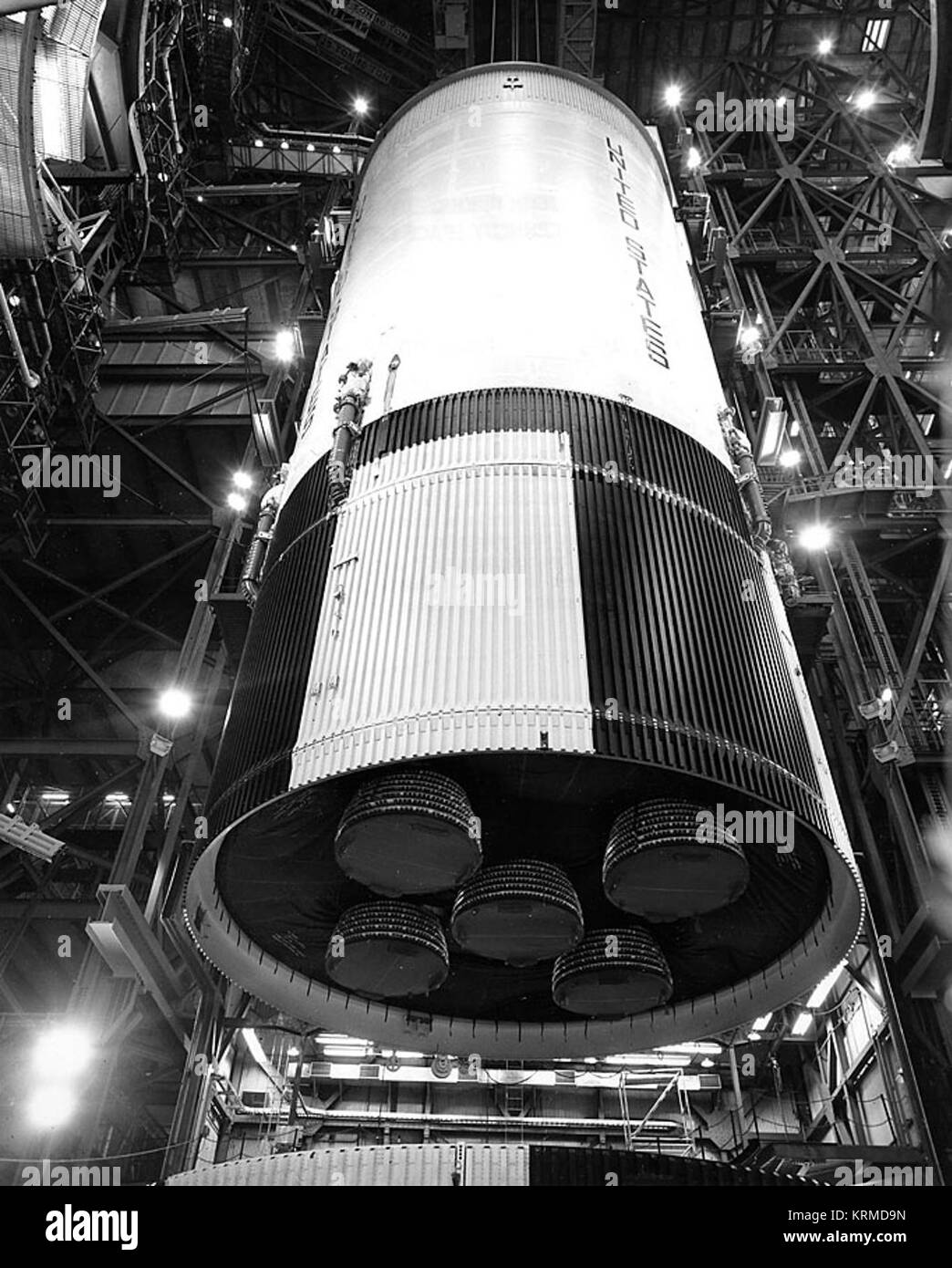 Apollo 12 S-II stage in the Vertical Assembly Building (VAB) Stock Photo