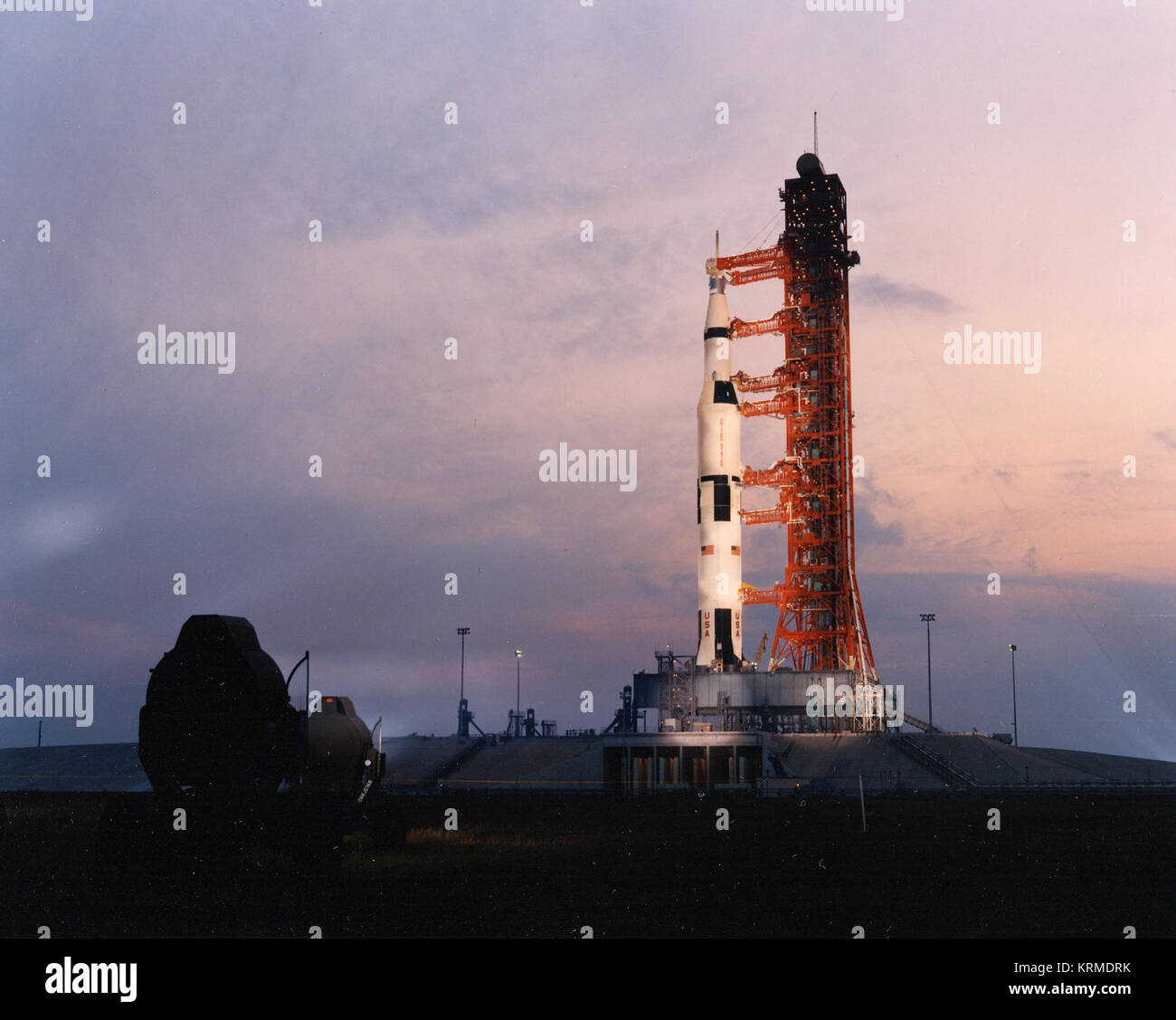 Apollo 13 Saturn V on the pad at dusk Stock Photo - Alamy