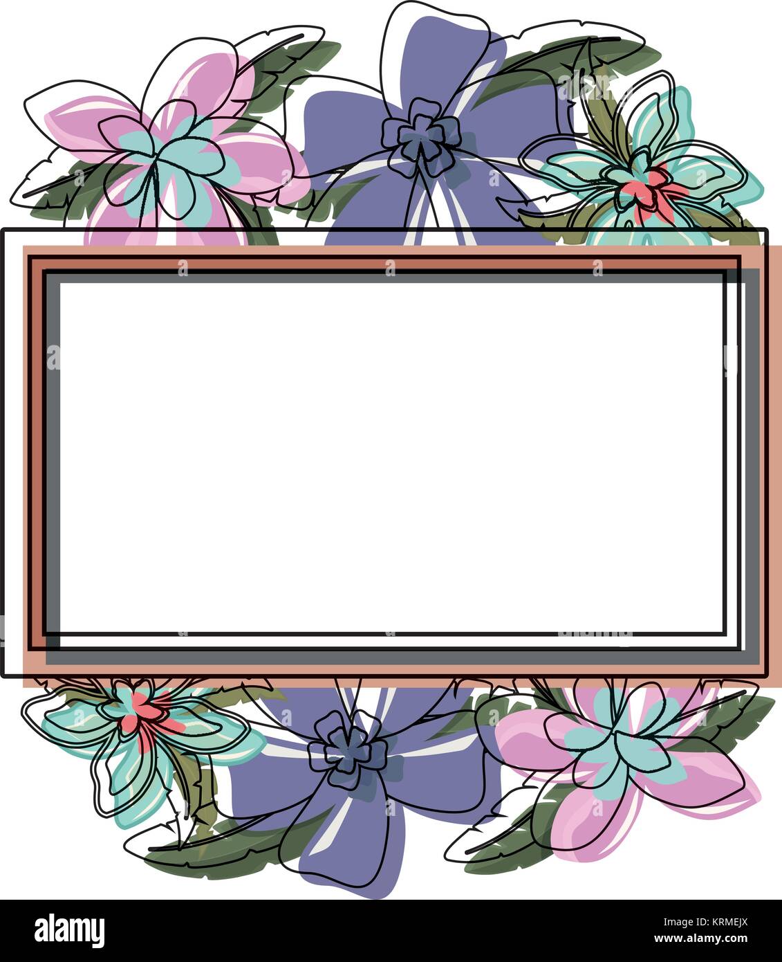frame with flowers vector illustration Stock Vector Image & Art - Alamy