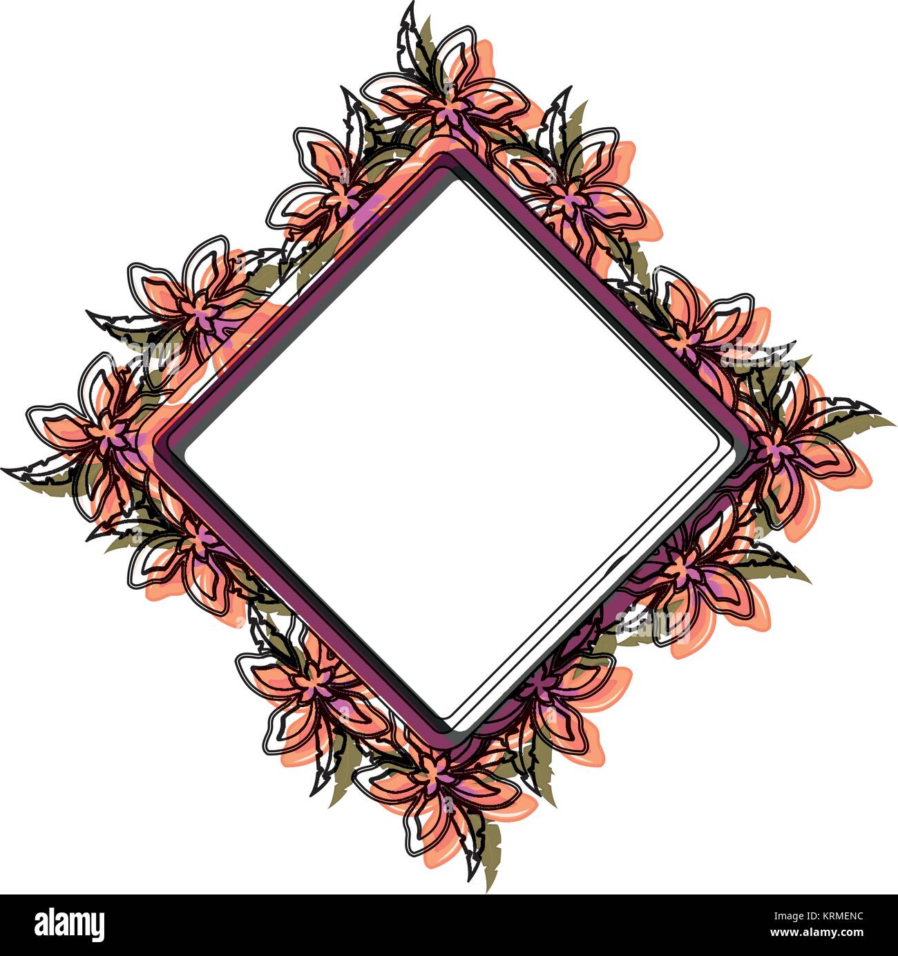 frame with flowers vector illustration Stock Vector Image & Art - Alamy