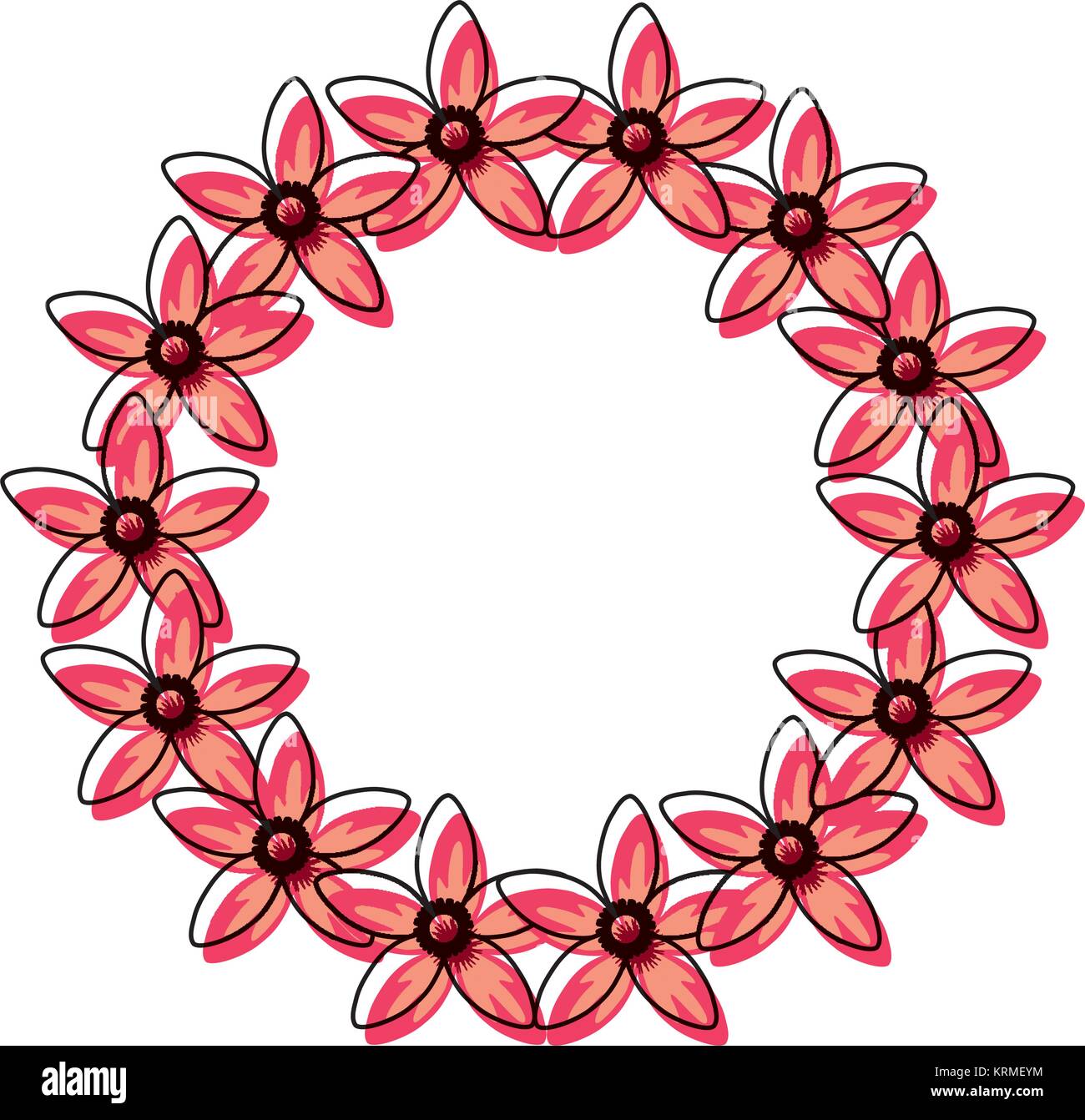 round frame with flowers vector illustration Stock Vector Image & Art ...