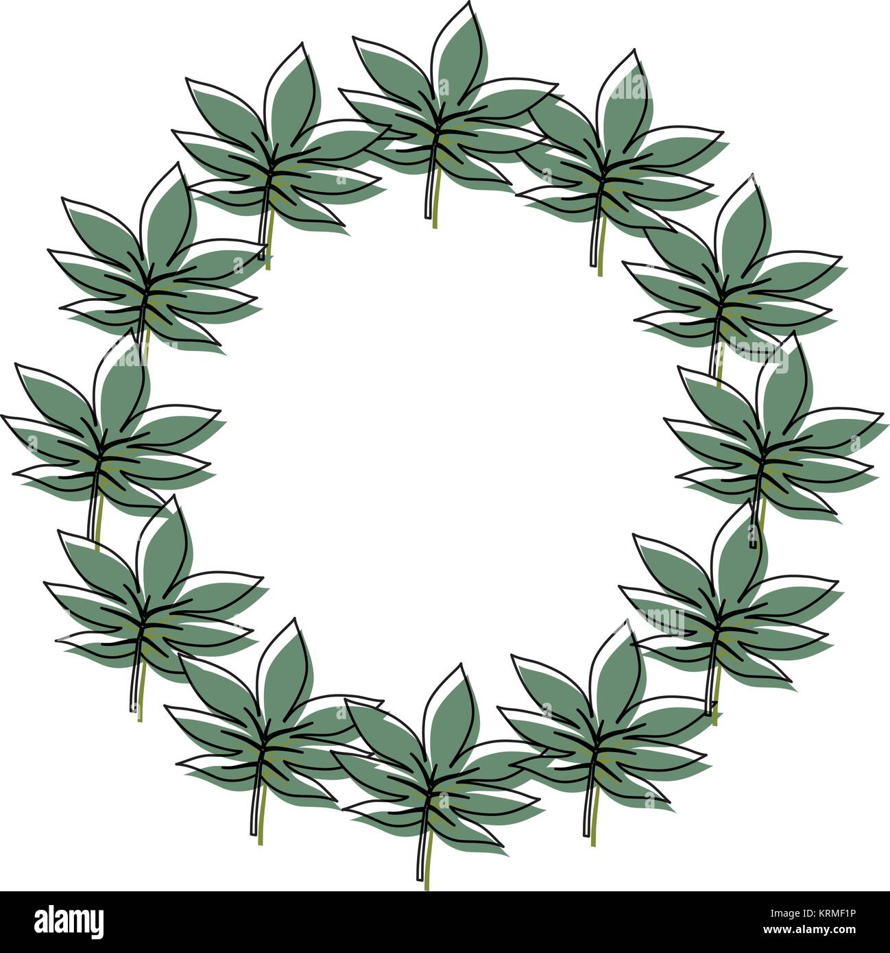 Vector Rpund Leave Frame round frame with leaves vector illustration Stock Vector Image & Art ...