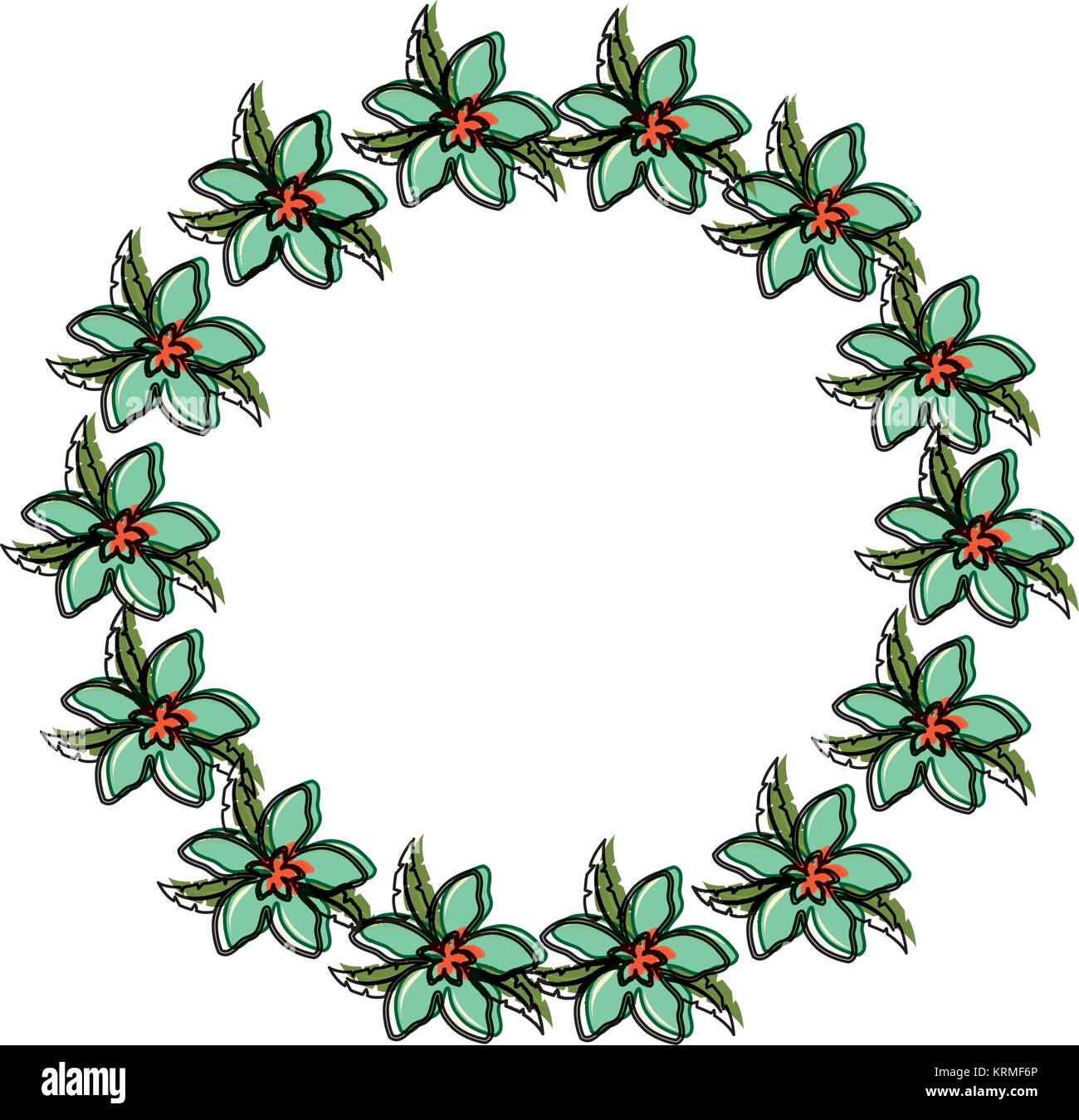 round frame with flowers vector illustration Stock Vector Image & Art ...