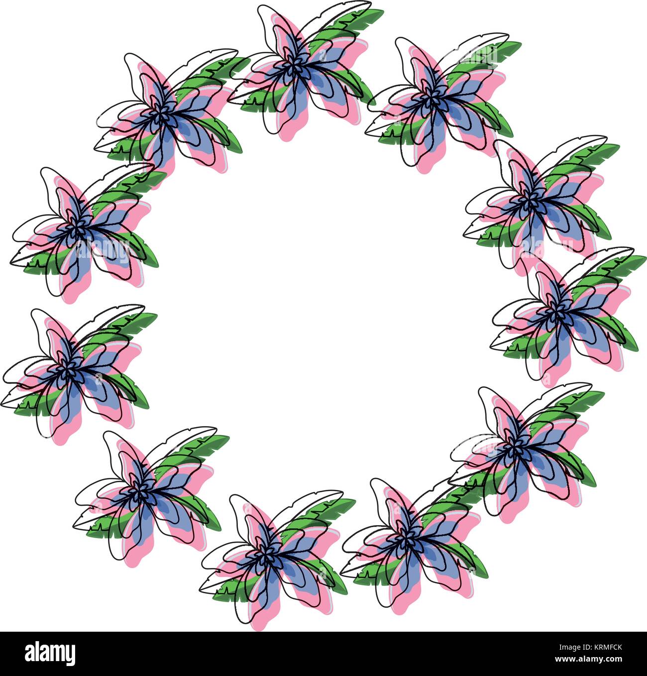 round frame with flowers vector illustration Stock Vector Image & Art ...