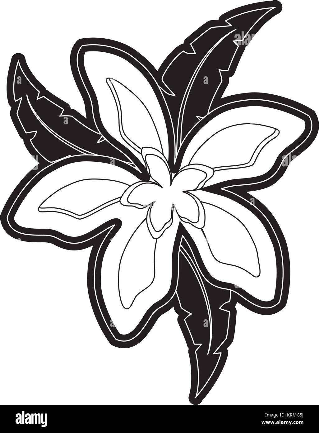 flower with leaves vector illustration Stock Vector Image & Art - Alamy