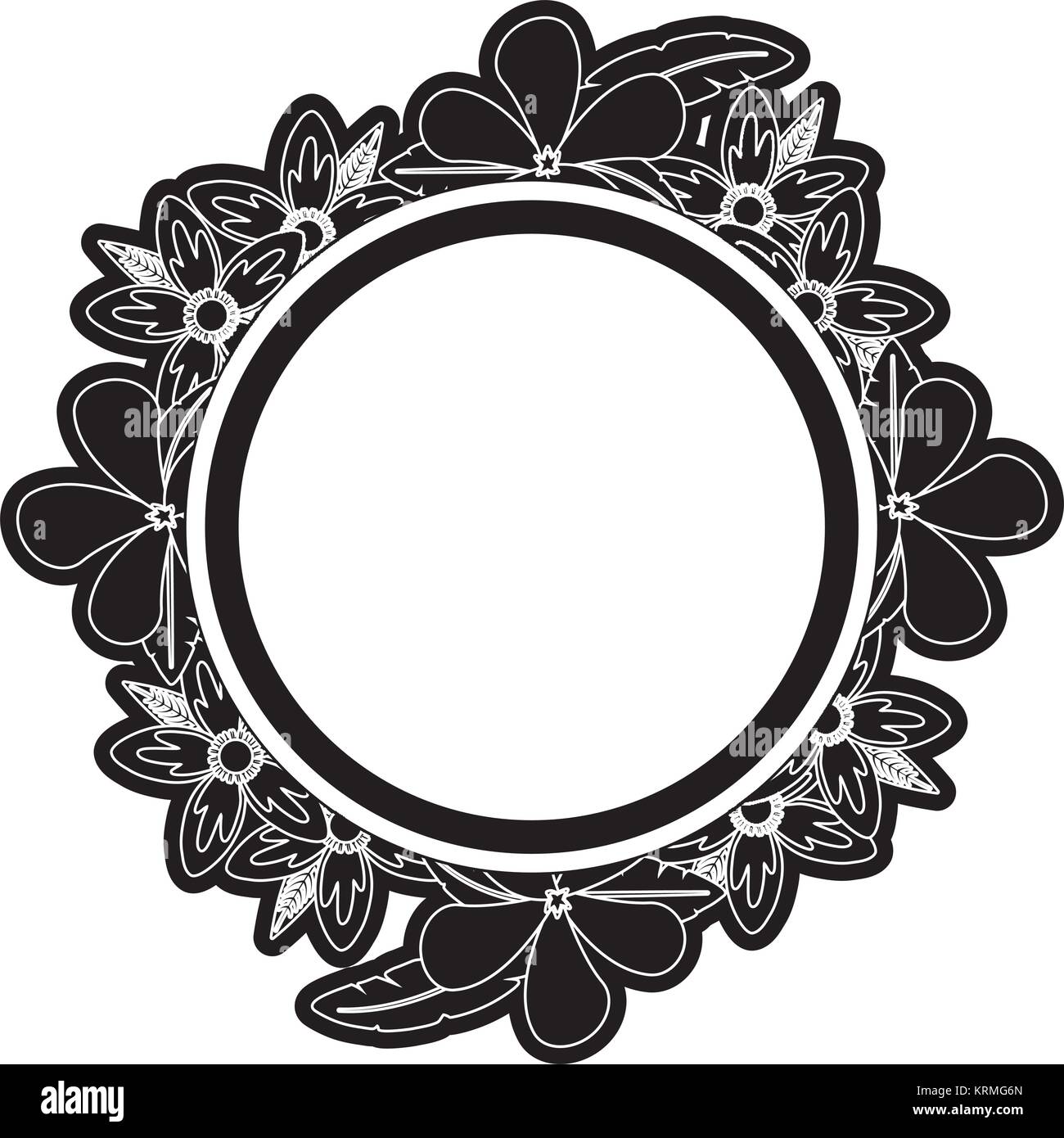 round frame with flowers vector illustration Stock Vector Image & Art ...