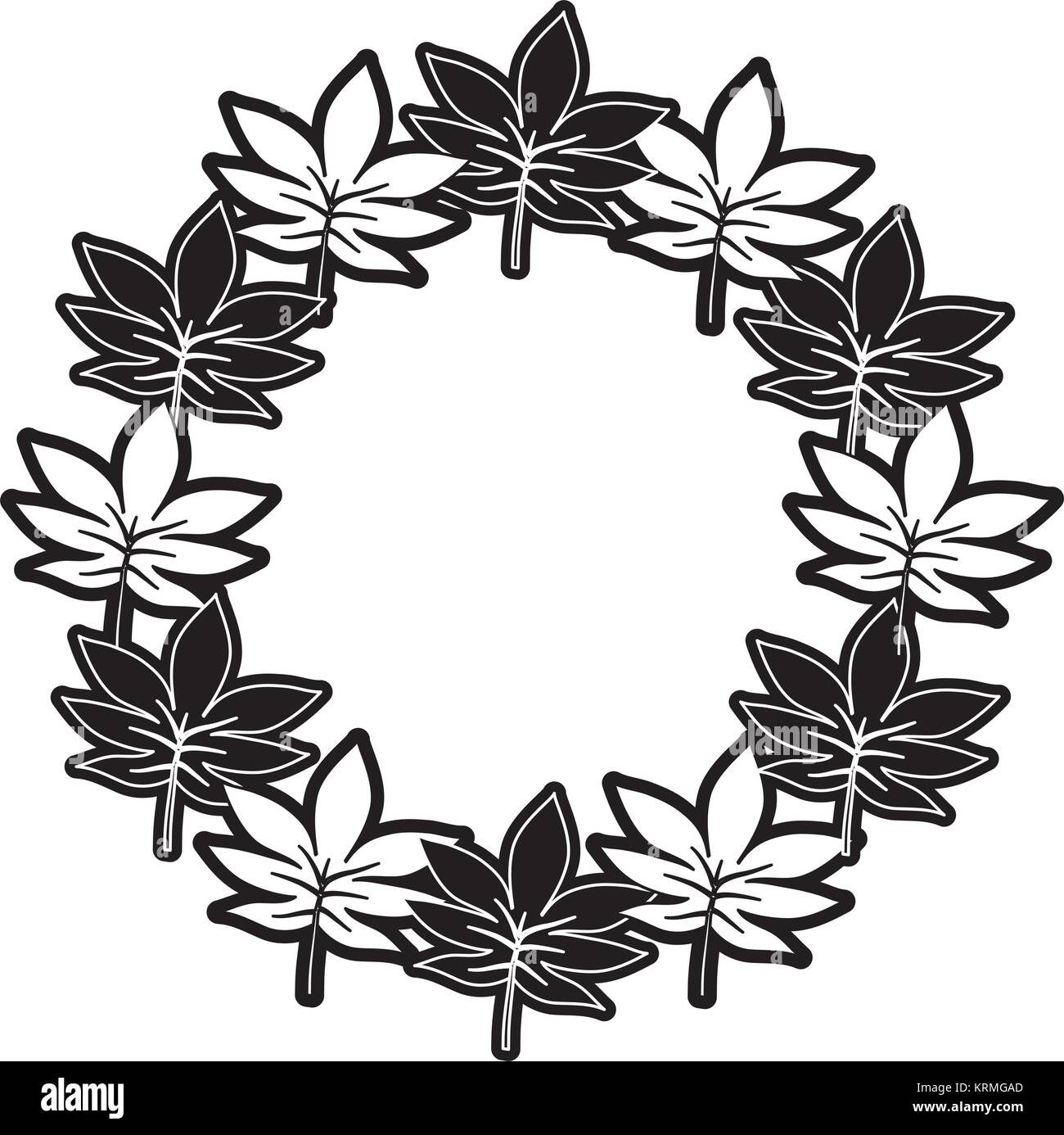 round frame with leaves vector illustration Stock Vector Image & Art ...