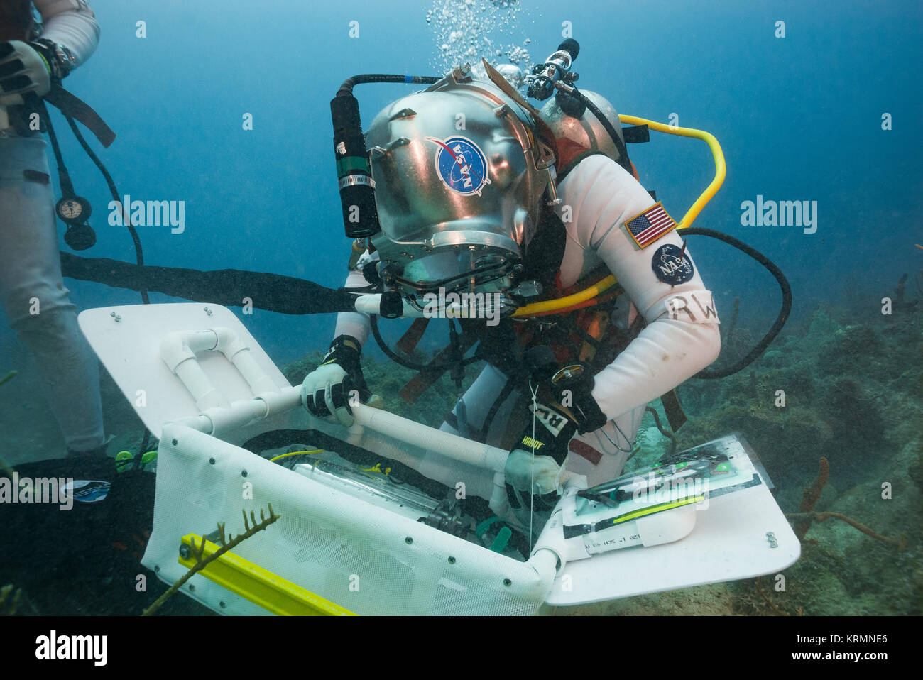 NEEMO 21 Reid Wiseman during underwater activities Stock Photo