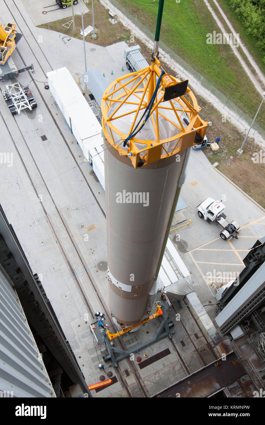 ULA's Atlas V Solid Rocket Booster (SRB) being lifted and stationed ...