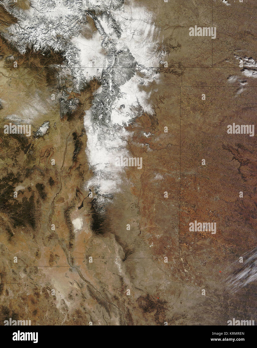 NASA Sees a Giant Snowy Question Mark in New Mexico and Colorado (8266788755) Stock Photo