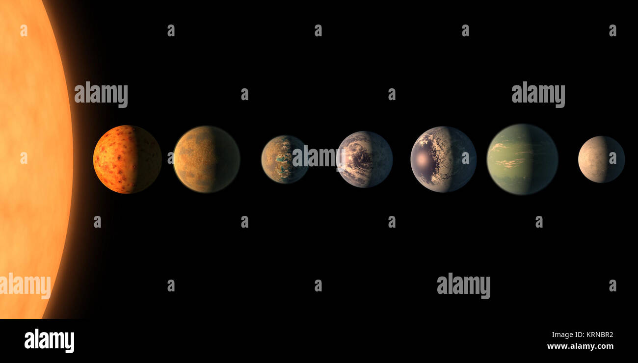 PIA21422 - TRAPPIST-1 Planet Lineup Stock Photo