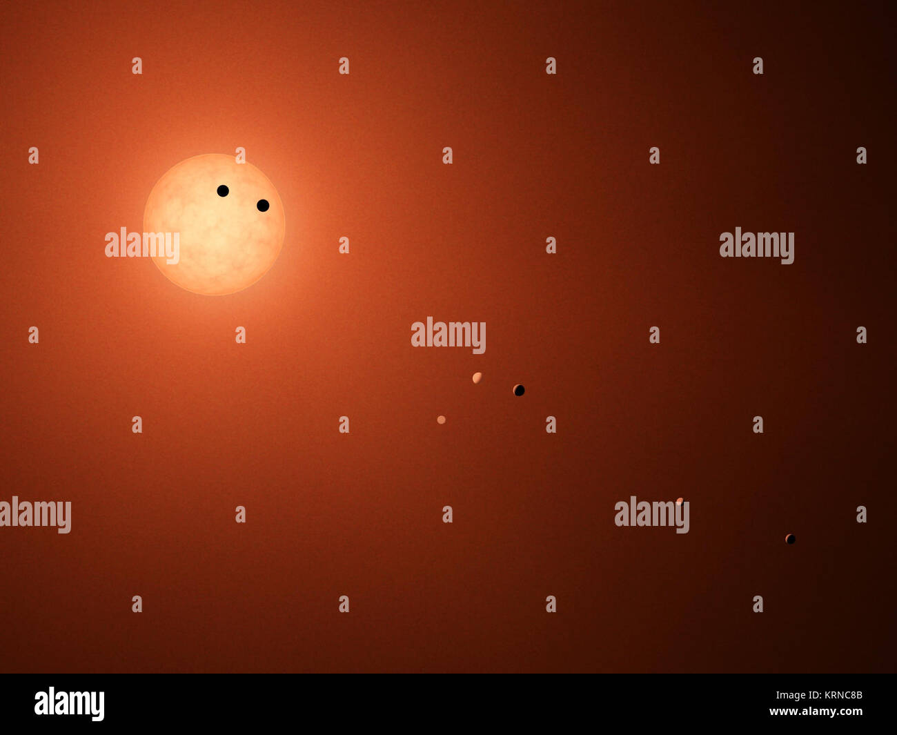 PIA21429 - Transit Illustration of TRAPPIST-1 (cropped) Stock Photo
