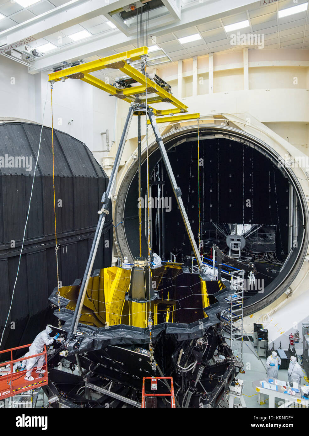 JWST being prepared for the Space Environment Simulation Laboratory's Chamber A Stock Photo