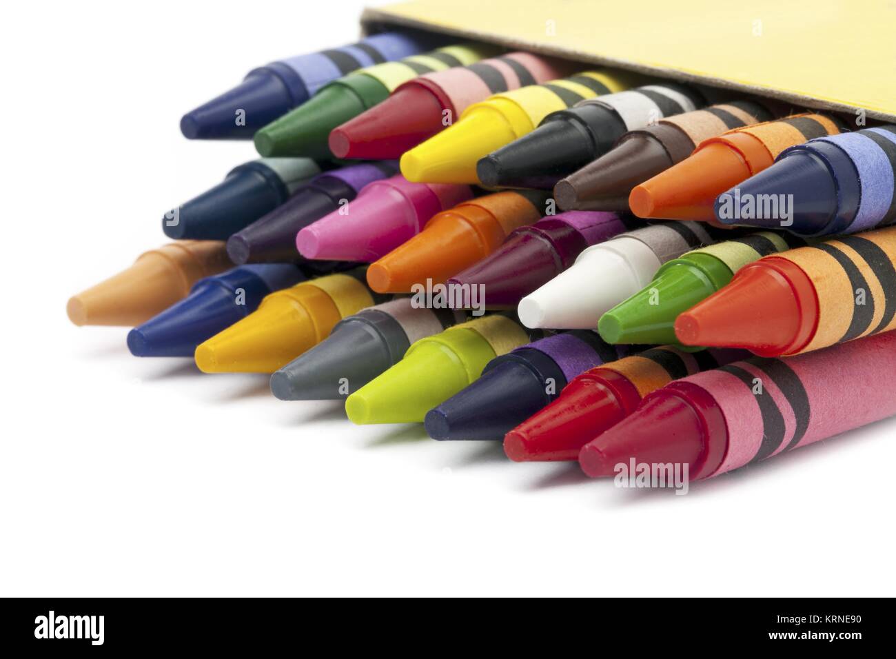 image of wax crayons over white background. Stock Photo