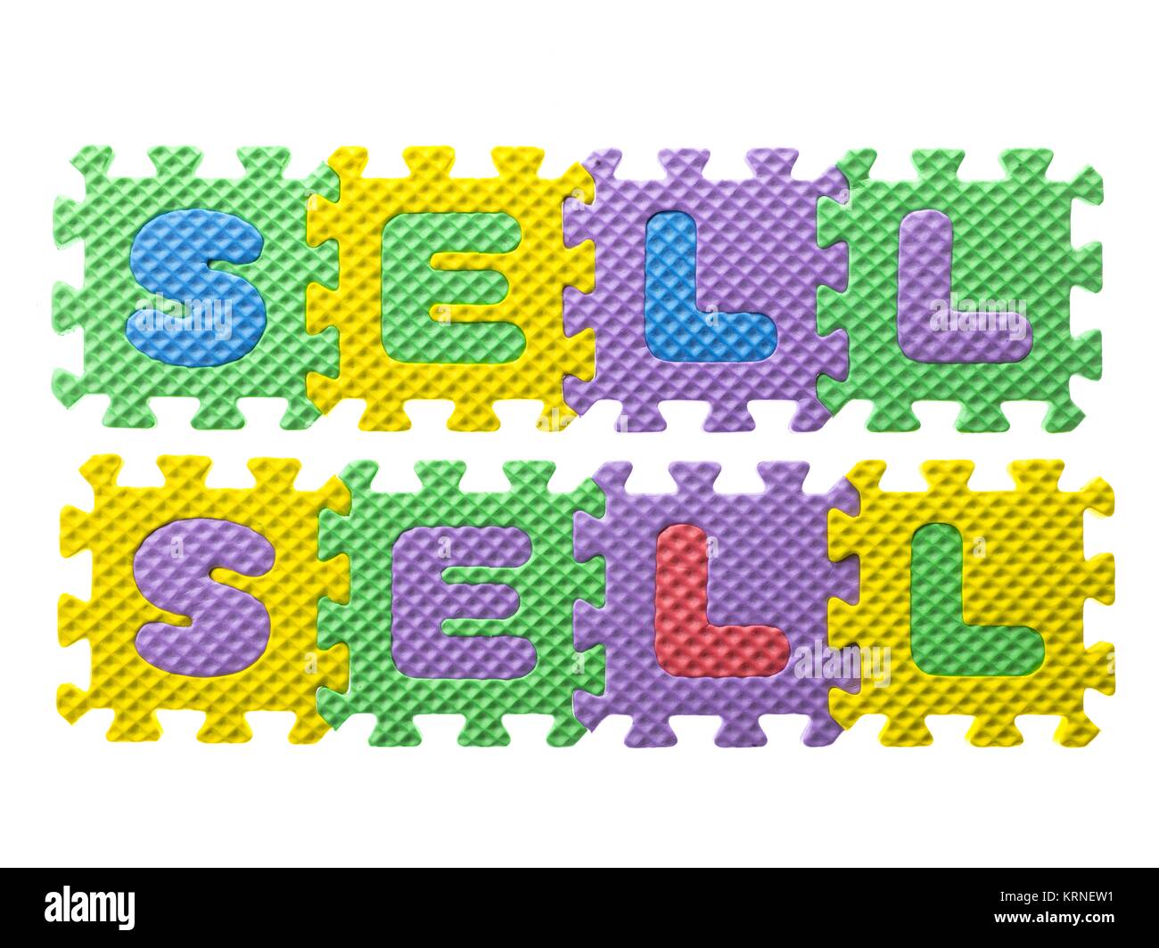 foam puzzle forming a word sell Stock Photo Alamy