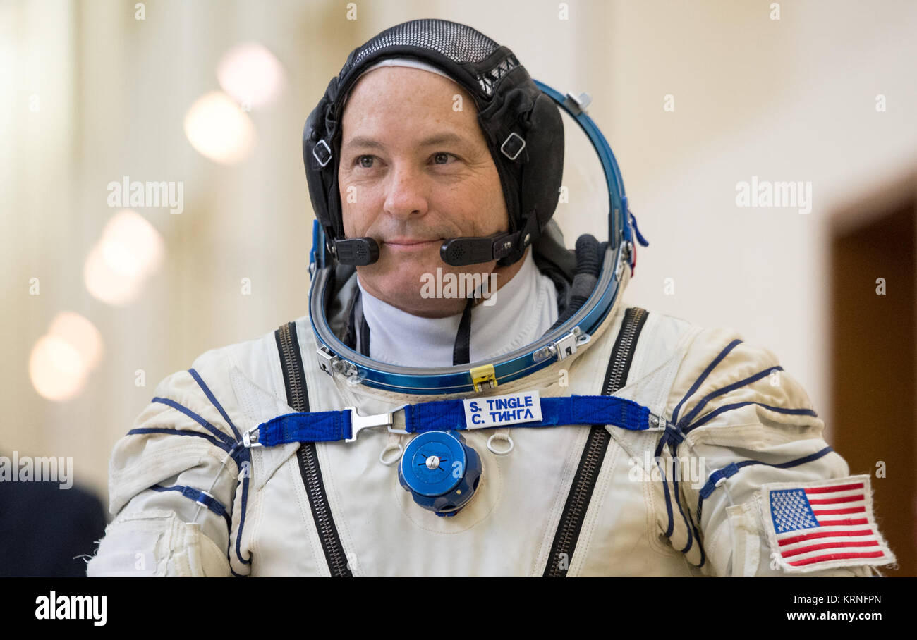 Expedition 53 backup crew member Scott Tingle of NASA is seen as he and Anton Shkaplerov of Roscosmos and Shannon Walker of NASA start their Soyuz qualification exams, Wednesday, Aug. 30, 2017 at the Gagarin Cosmonaut Training Center (GCTC) in Star City, Russia. Photo Credit: (NASA/Bill Ingalls) Expedition 53 Qualification Exams (NHQ201708300009) Stock Photo