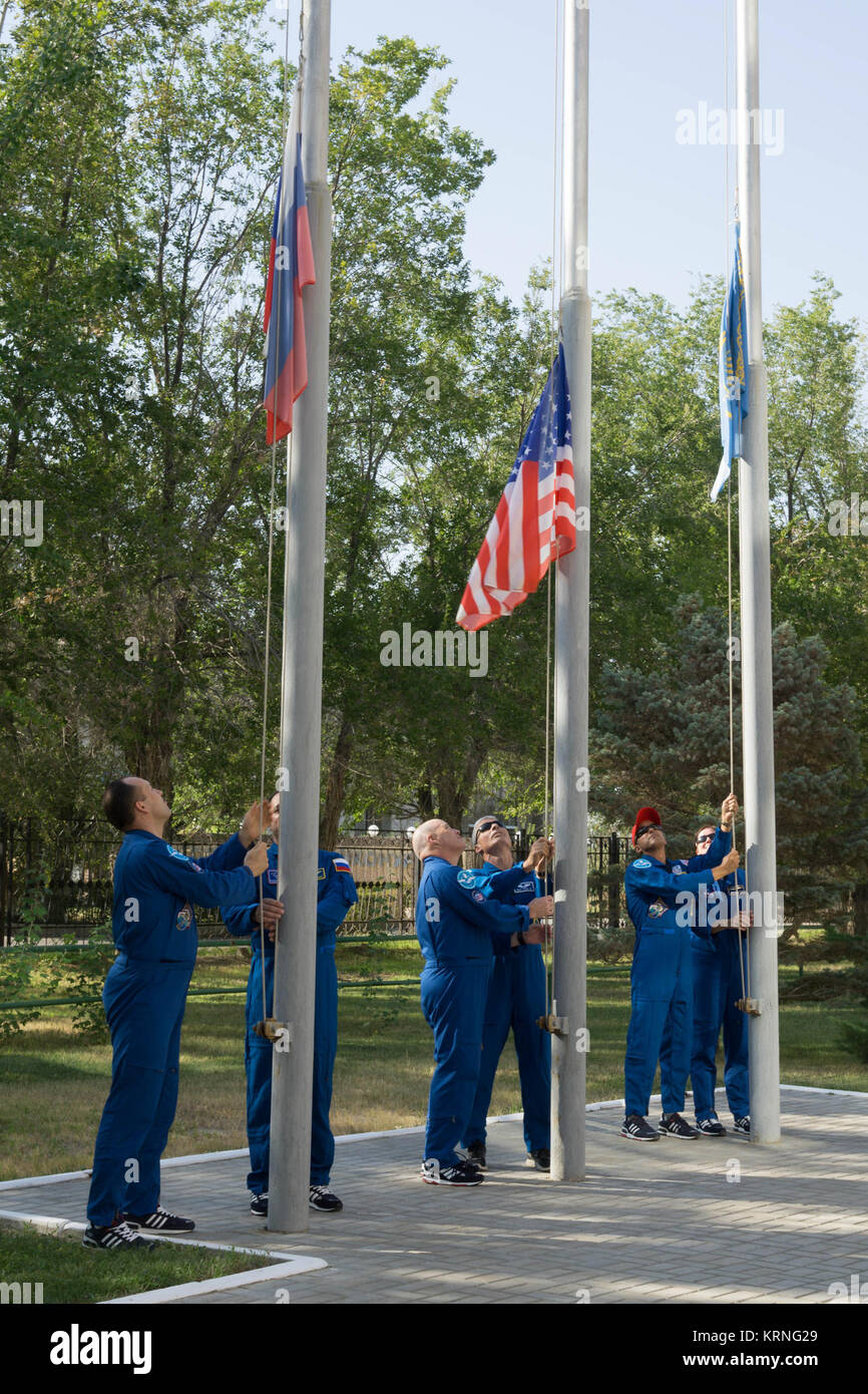 At their Cosmonaut Hotel crew quarters in Baikonur, Kazakhstan, the