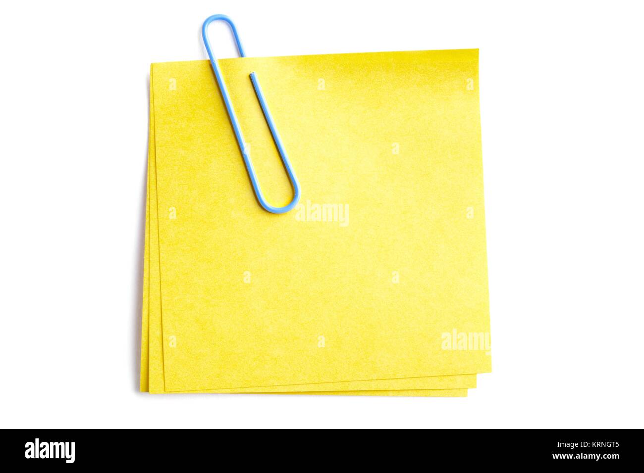 paperclip attached to adhesive note Stock Photo